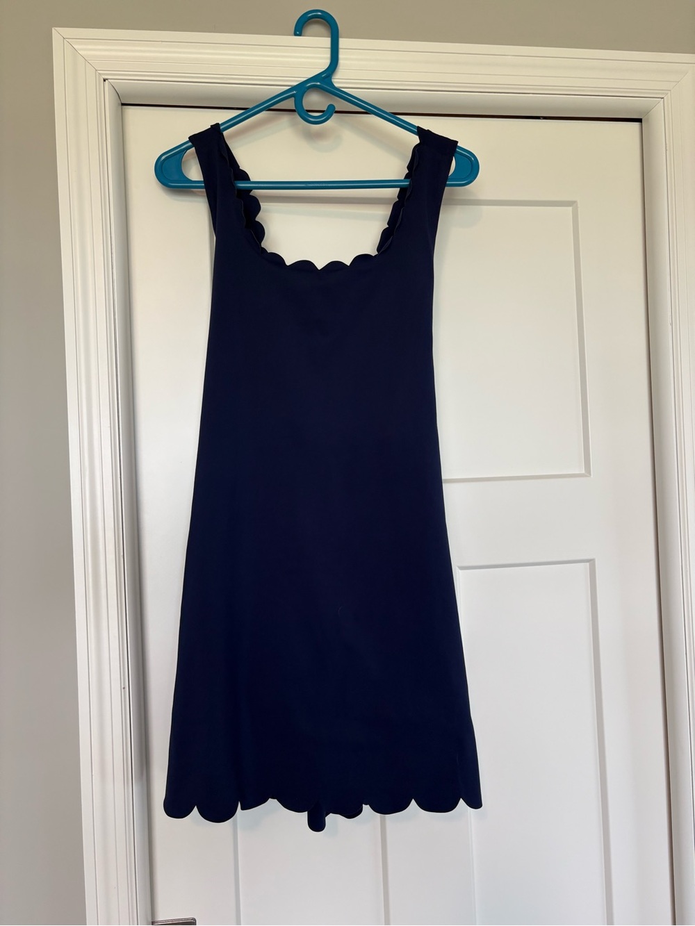 J. Crew Navy Scallop-Edge Sleeveless Athletic Dress w/built in bra and shorts